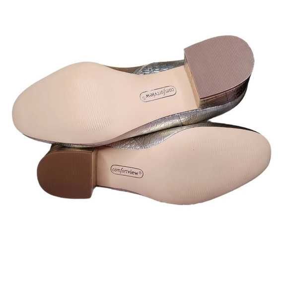 ComfortView Sidney Ankle Booties Heeled Boots Gold Croco Size 8.5W - Picture 10 of 10